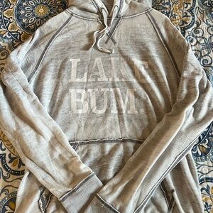 Lightweight burnout, “lake bum” sweatshirt